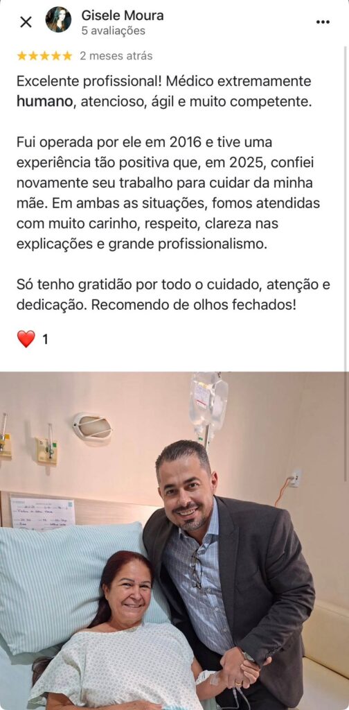 Avaliação 5 estrelas no Google para o Dr Antonio Carlos