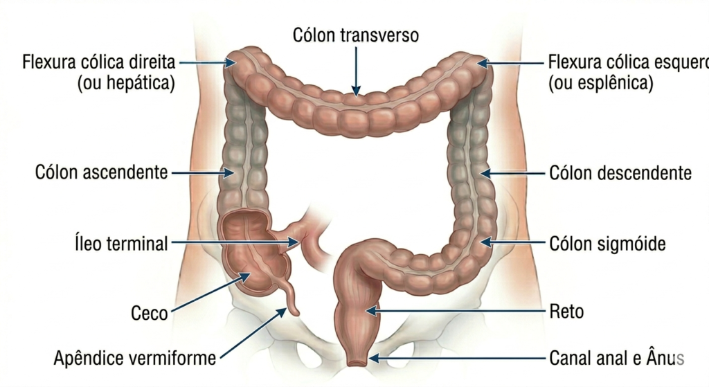 'Anatomia do intestino grosso — câncer colorretal'