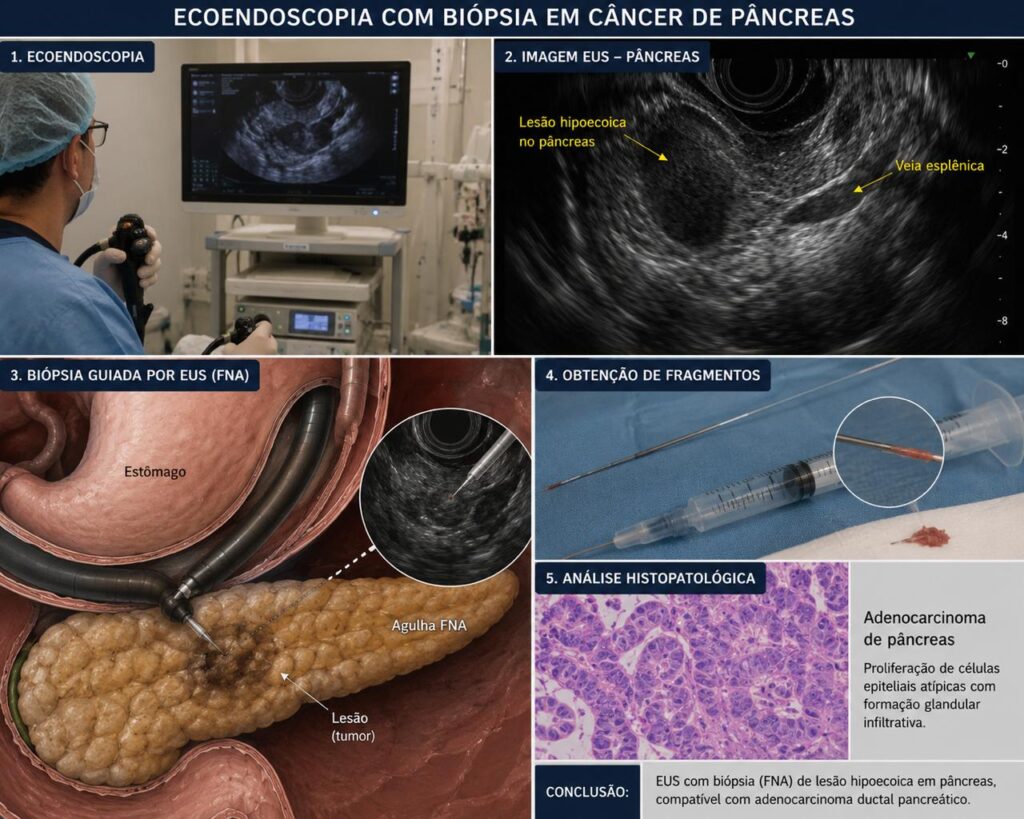 diagnóstico câncer de pâncreas ecoendoscopia biópsia cirurgião oncológico Paraná