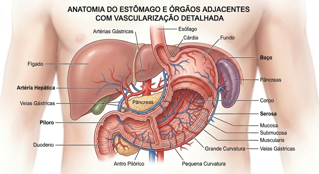 'Anatomia do estômago — cirurgia do câncer gástrico'